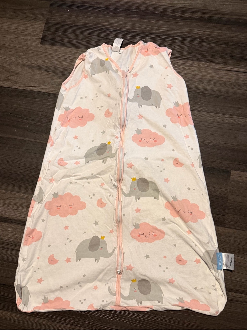 Girls' Pink & Gray Elephant Sleep Sack Pajamas Till You XL 18-24 mos 26-36lbs